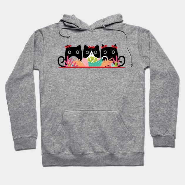 Cute Black Cats Hoodie by Art by Ergate